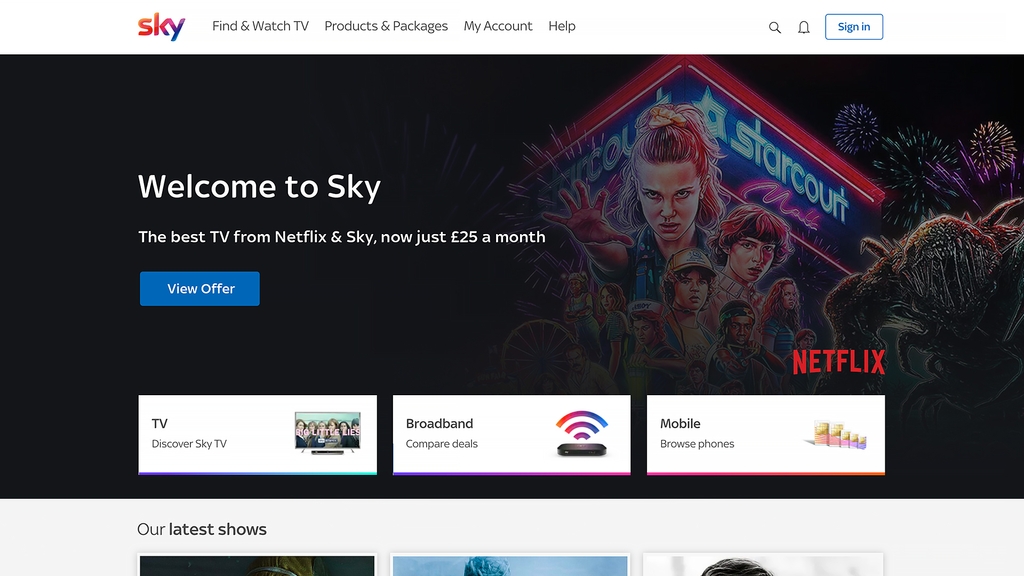 Sky Homepage